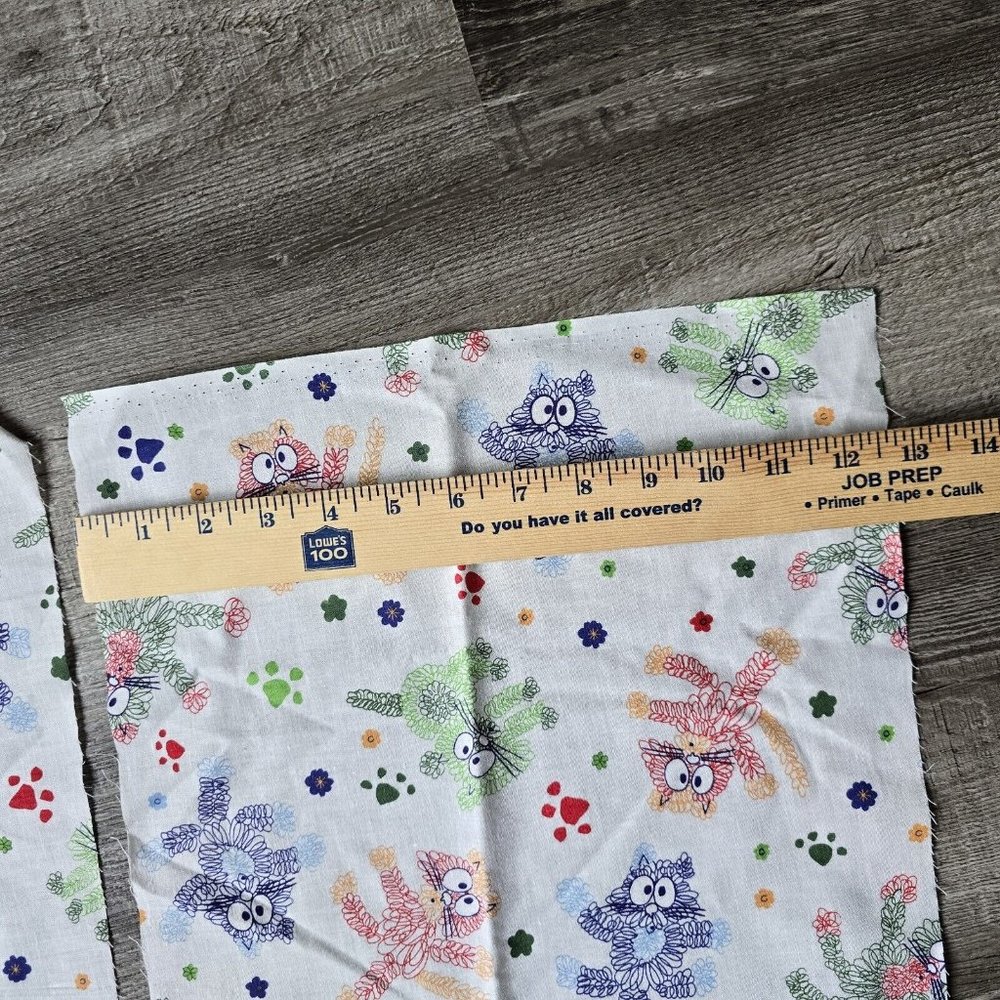 Fabric Remnant Cats Kittens Doodles Drawings Kids Fun Cotton Sewing Crafting - Picture 5 of 6